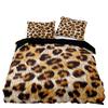 Juego de Cama Estilo Americano Queen Rosa con Estampado de Leopardo Funda Nórdica con Funda de Almohada Individual Doble King Edredón Suave Cubrecama