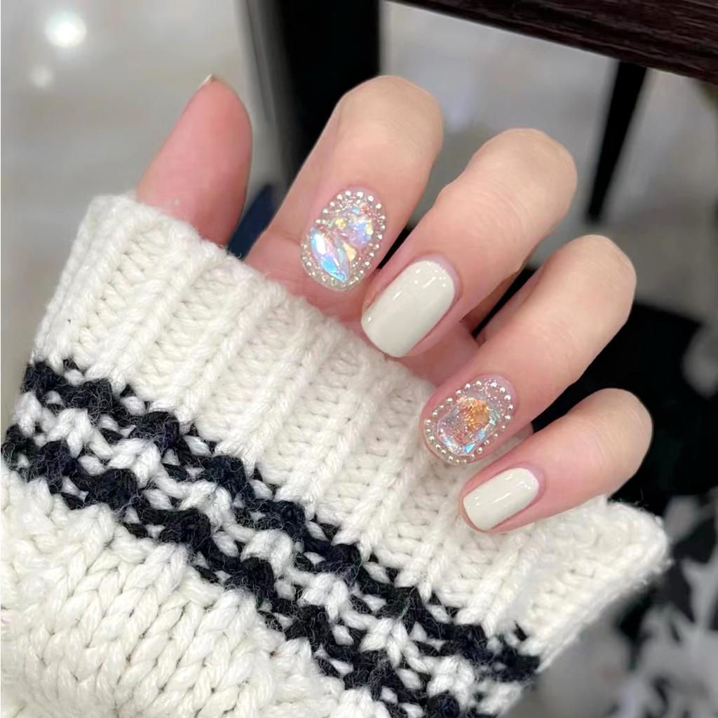 24 Stück Mandel Französische Press-On Nägel Abnehmbar Vollabdeckung Ballerina Falsche Nagelspitzen Für Damen Mädchen