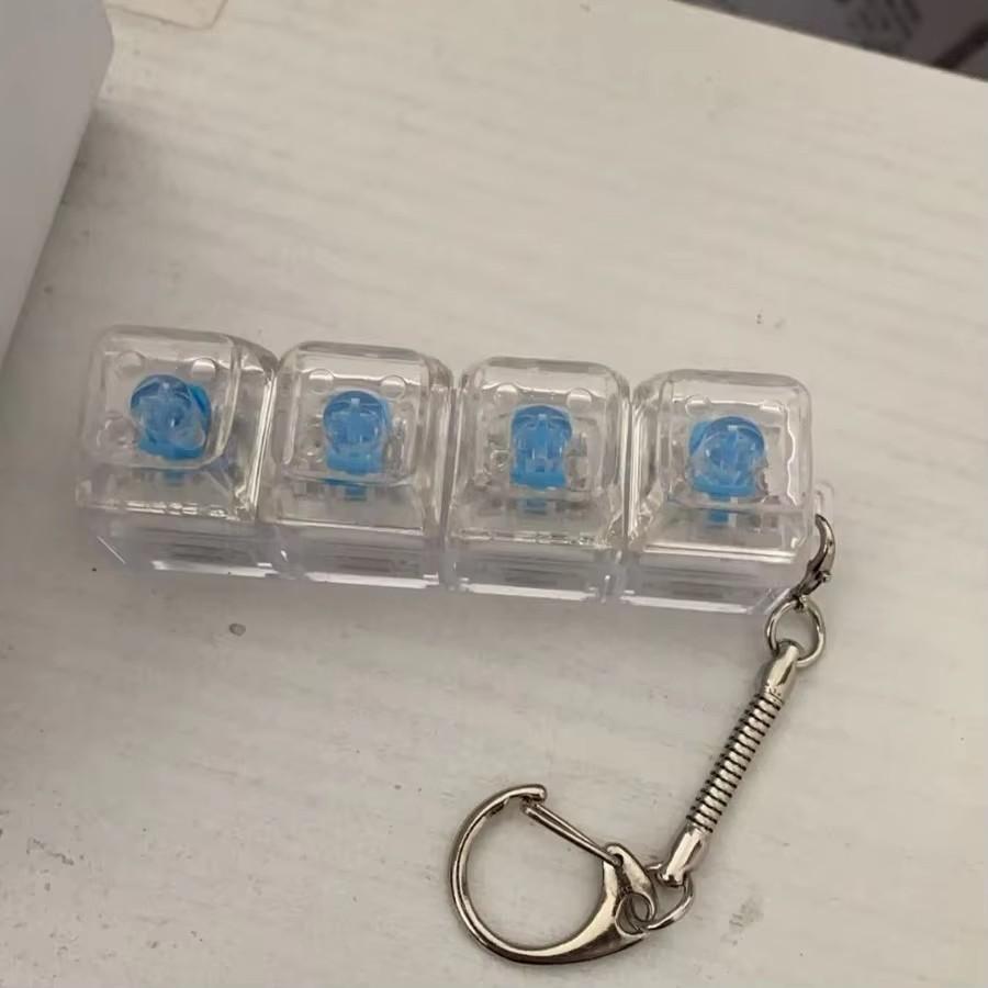 

4-Key Mechanical Keyboard Keycap Fidget Toy Transparent LED Light Portable Stress Relief Toy for Office Workers Students прозорий