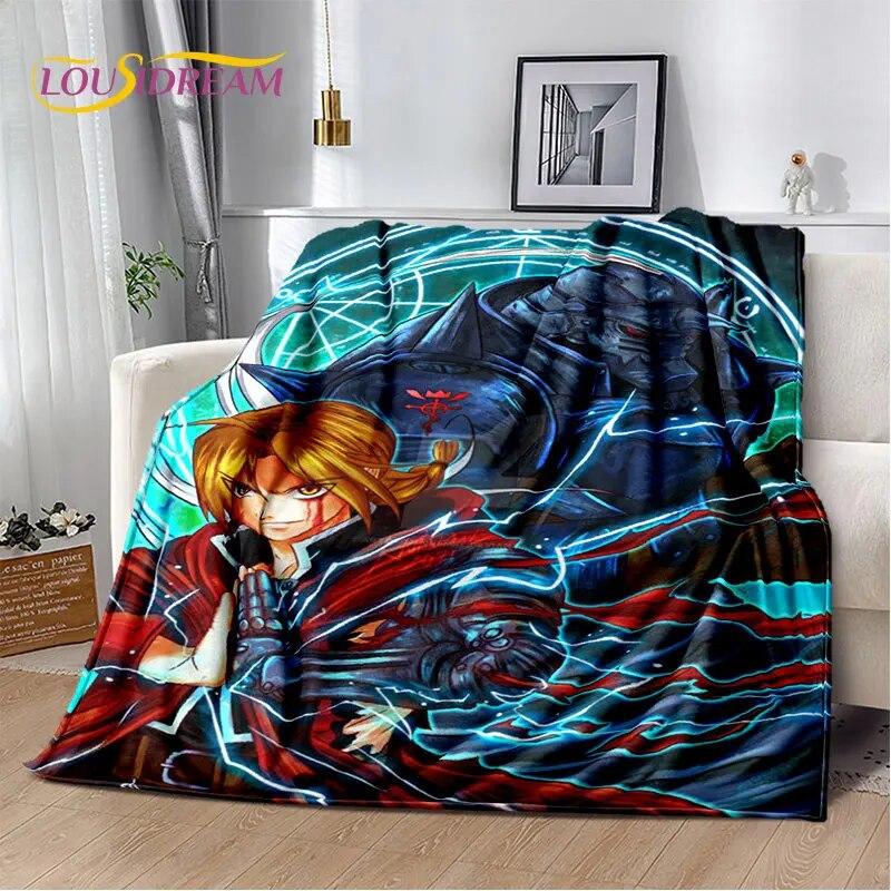 Fullmetal Alchemist Anime Cartoon Soft Plush Blanket,Flannel Blanket Throw Blanket for Living Room Bedroom Bed Sofa Picnic Cover