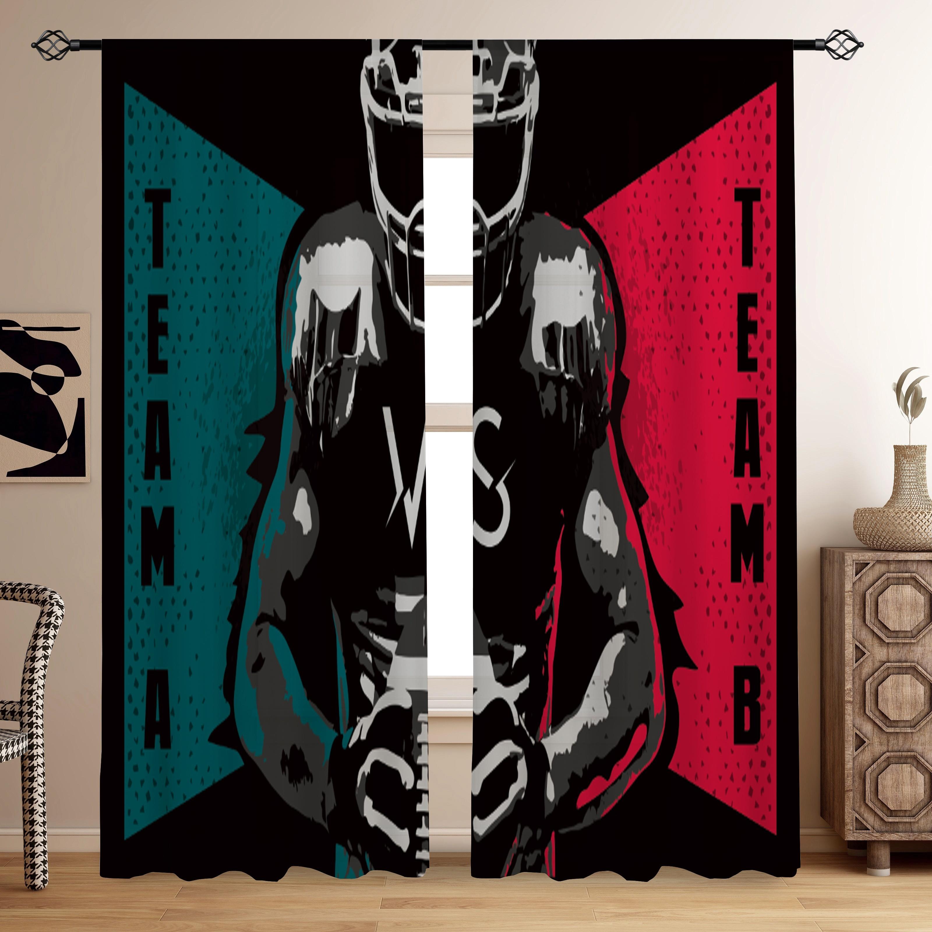 

Гостиная Спальня Домашний Декор для Спортивного Карман для Штанги Американский Футбол 3D Футбол Шторы Художественные Печатные Оконные Шторы Идеально W60H60(CM)x2pcs&Rod Pocket