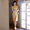 Yellow national style new Chinese Suzhou cheongsam improved young women's high sense small daily medium and long summer