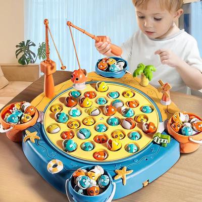 Pesca Magnética Infantil para Crianças Brinquedo de Pesca Elétrico Tem Música Jogo Giratório Vara de Pescar Educação Bebê 3 Anos Presentes