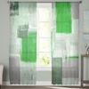 Pictură în ulei Abstract Geometric Verde Voal Perdele Transparente Living Fereastră Perdea Tulle Bucătărie Dormitor Draperii Decor Acasă