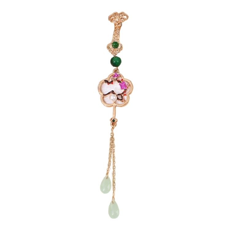 Four Gentleman Flowers Themed Ornamental Pin Secure Back Closure Traditional Asian Inspired Jewelry Accessory For Ladies