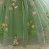 Avocado Green Applique Flower Girl Dress with Puffy Skirt