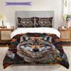 Wolf Pattern Bedding Quilt Set Quilt Cover Pillowcase Home Decoration Birthday Gift (1 * Duvet Cover + 2 * Pillowcase, Without Core)
