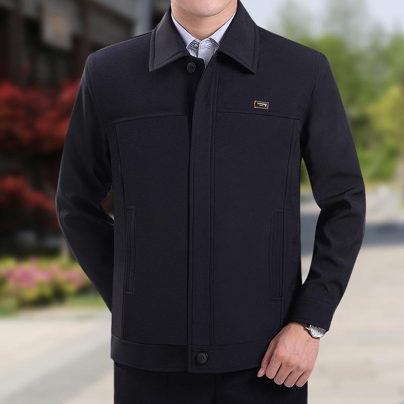 Autumn jacket autumn and winter men's jacket fleece thickened in the elderly