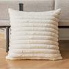 Throw Pillow Cover, Decorative Soft Plush Striped Couch Pillow Covers With Velvet Back For Sofa, Bed, Living Room, Cream White