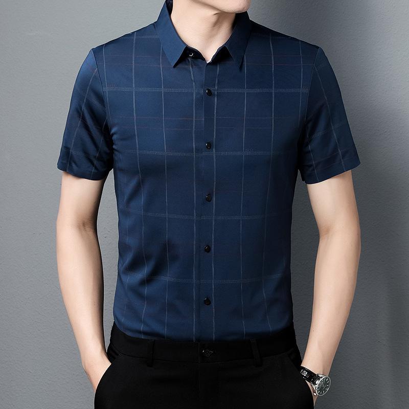 

Новая летняя мужская рубашка с короткими рукавами, клетчатая деловая рубашка для молодежи и среднего возраста, мужская рубашка XXXXL