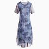 Summer Vintage Print Long Dress for Women Plus Size Short Sleeve Summer Casual Dress Female