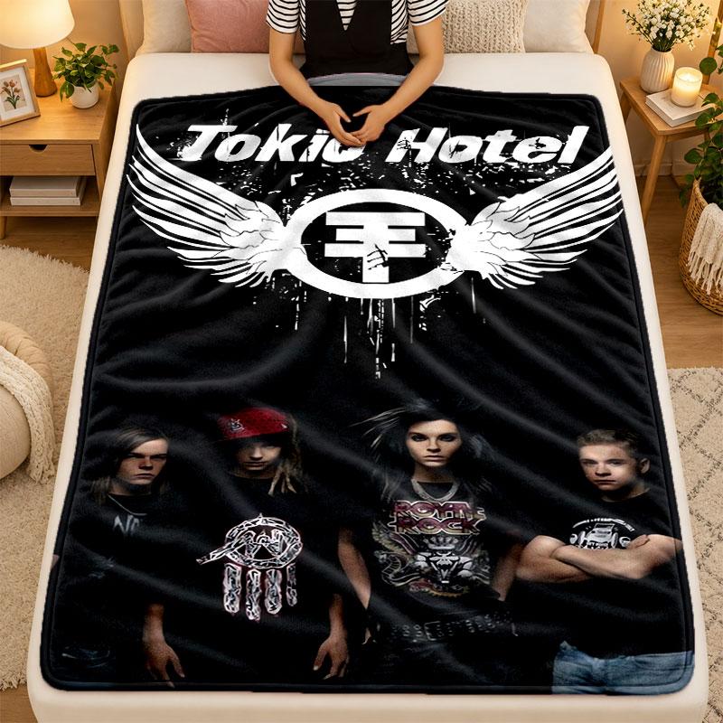 Flannel BlanketTokio Hotel Warm Soft Throw Blanket for Indoor Sofa Bed Living Room Use
