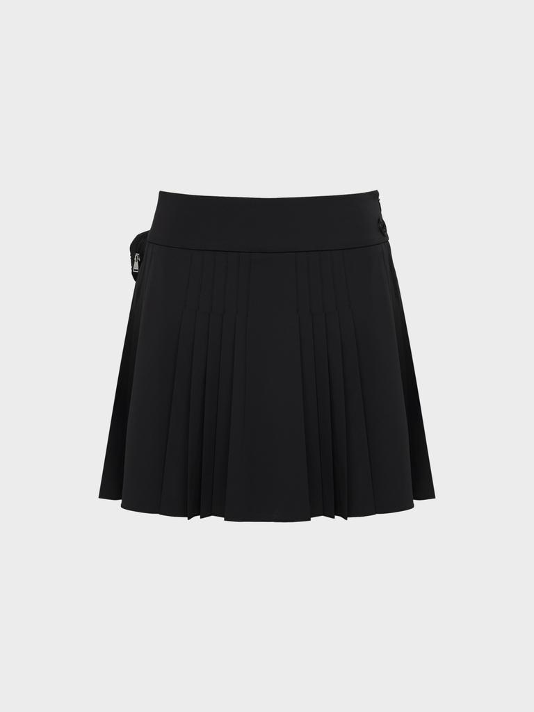 PIRETTI Savona Partially Pleated Culottes W_Black