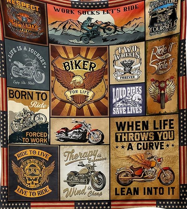 Ретро одеяло-коллаж с мотоциклами - Мягкое, удобное, стильное украшение, домашний уют, идеальный подарок для мотоциклистов 30x40in