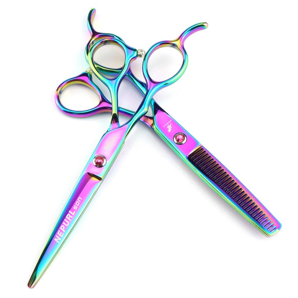 6,0 pollici Freelander colore mano sinistra, forbici da parrucchiere, forbici da parrucchiere, forbici piatte, forbici dentate, per mancini