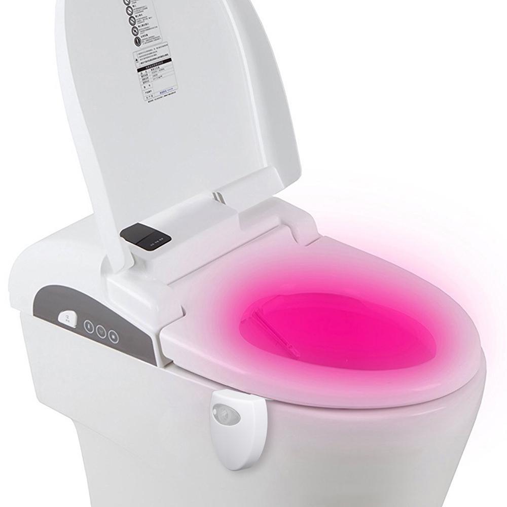 8-Color Smart Bathroom Toilet Night Light LED Body Motion Activated On/Off Seat Sensor Lamp