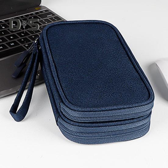 Power Bank Storage Bag Multi-purpose Carrying Case Zipper Closure Large Capacity Mesh Layer Cable Cord Storage Organizer