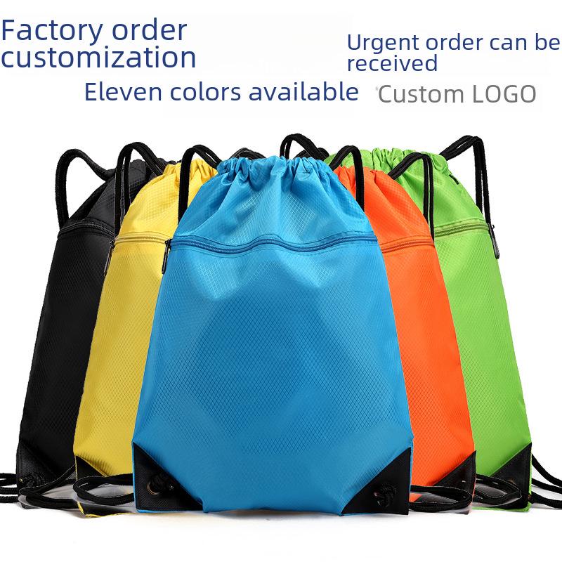 Benutzerdefinierter Nylon Leichter Einfarbiger Kordelzug Sportrucksack
