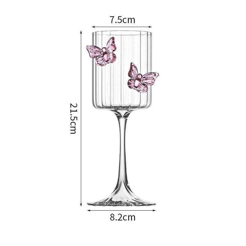 Hohes Borosilikatglas mit vertikalen Streifen für Wein, exklusive Hochzeitsgeschenke, Weingläser mit Schmetterlingsstiel, Barzubehör