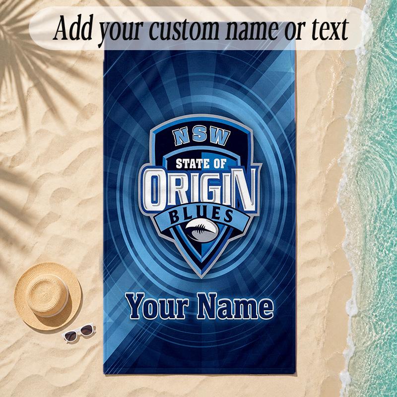 Beach TowelNSW Blues Logo Custom Name Text Personalized Soft Towel for Beach Pool Indoor Home Decor Gift