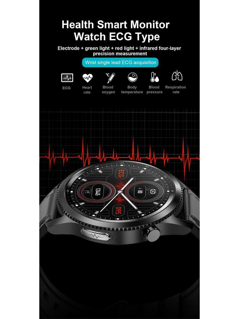 Smart ECG Watch: Health Monitor for Sleep, Blood Pressure, and Oxygen - Ideal for Elderly Men and Women