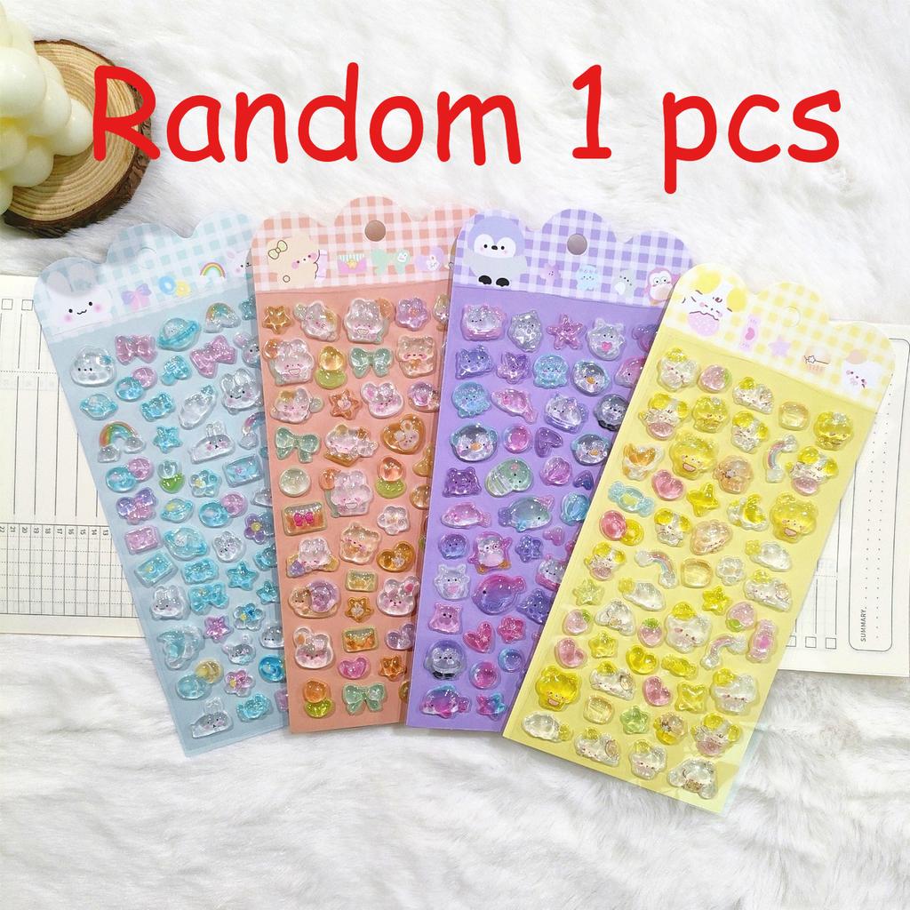3D Embossed Crystal Animal Stickers - Fun Cartoon Reward Decals for Kids, Perfect for DIY Decor & Holiday Gifts