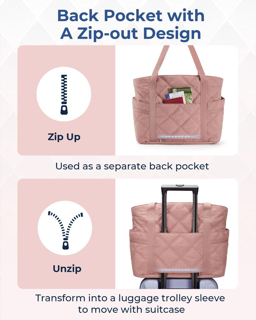 BAGSMART Large Capacity Tote Bag for Women, Travel Bag, Shoulder Bag, Diaper Bag, Commuter Bag, School Bag