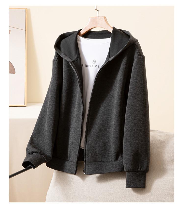 Air Layer Japanese and Korean Style Light Luxury Simple Solid Color Hooded Jacket