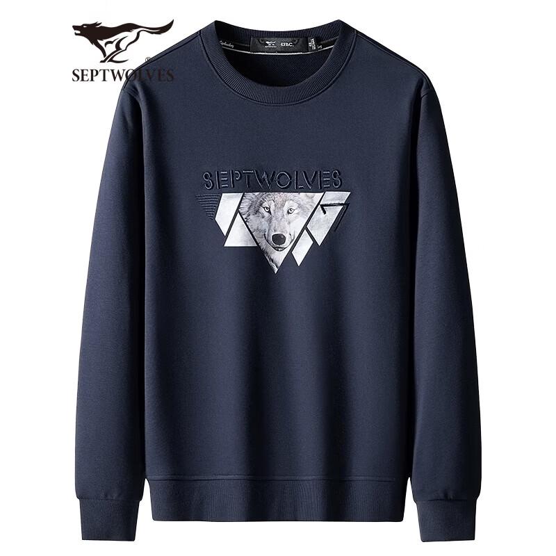 Qipilang Men s Wolf Print Long Sleeve Sweatshirt L