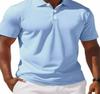 Men's Solid Color Button Short-Sleeve Polo Shirt