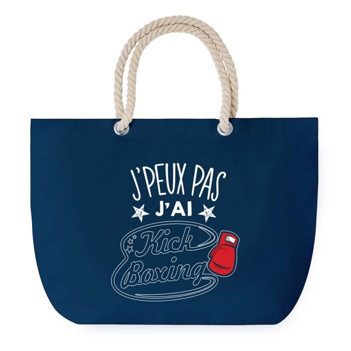 Sac de plage - PLANETEE - J'peux Pas Kick Boxing - Anse corde - Grand format - Coton multicolore