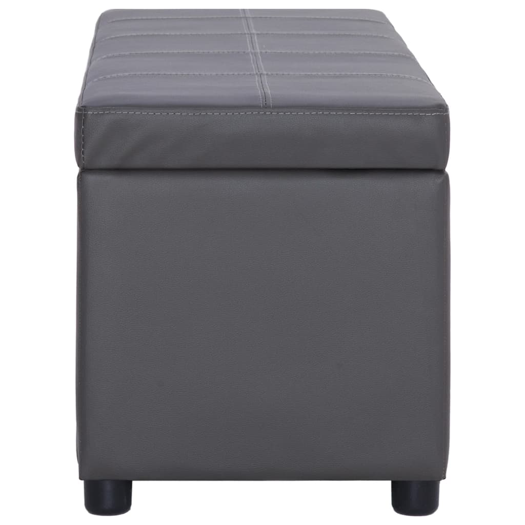 Storage Bench with Compartment 116 cm Grey Faux Leather