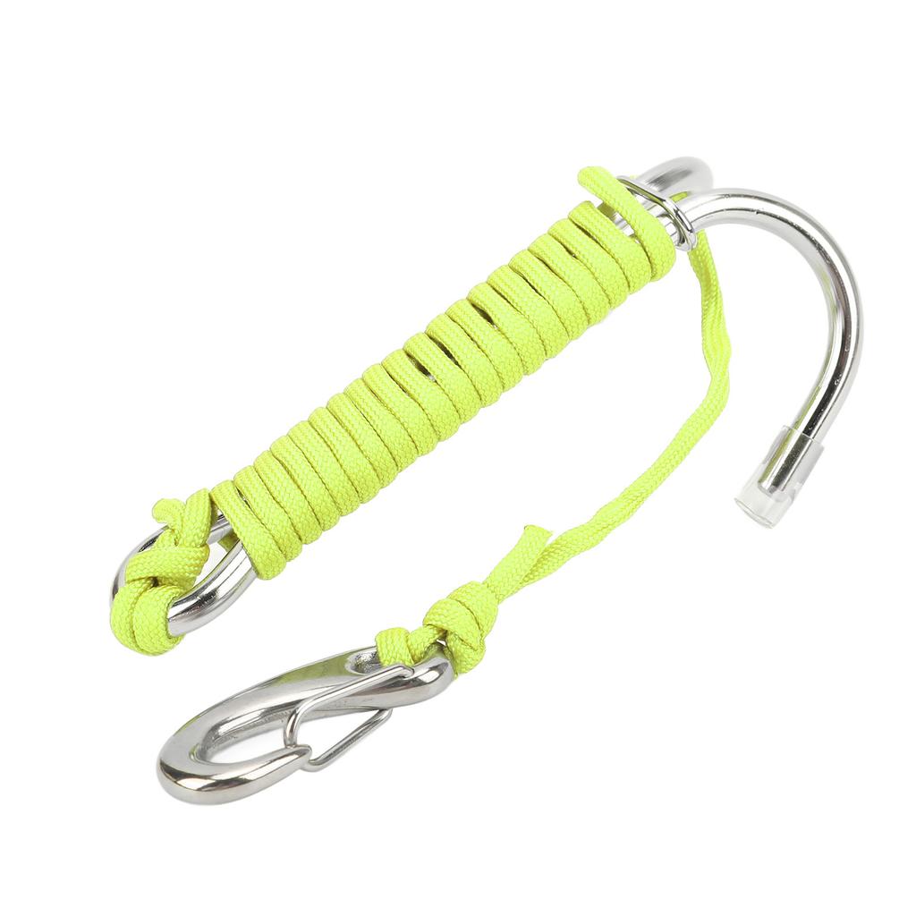 Diving Hooks Stainless Steel Double Reef Hook with Spiral Coil Lanyard for Underwater Activities