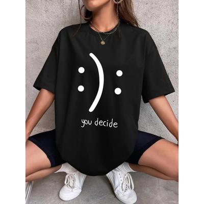 It'S Okay You Decide On It Cotton Print Women T-Shirt Harajuku Loose T-Shirts Hip Hop Casual Tshirt Creativity Fashion T-Shirt