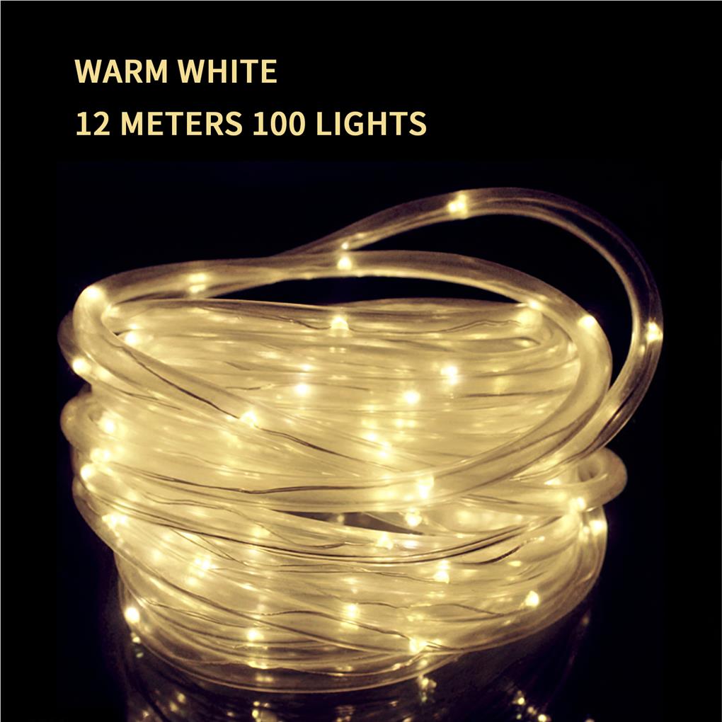 39.36ft Waterproof String Lights Solar Powered Lamp PVC Light Decoration Bulbs Lighting Decor with 8 Lighting Modes