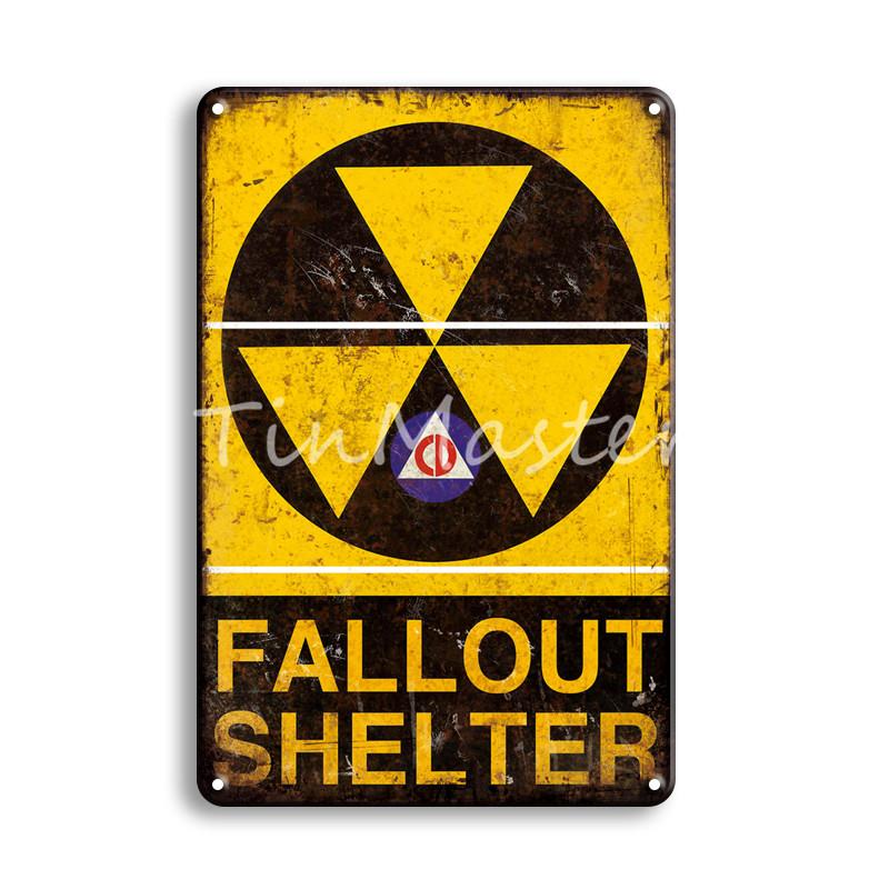 

RADIATION FALLOUT SHELTER металлическая жестяная вывеска винтажный домашний декор яйца ретро металлический плакат парикмахерская человек пещера настенное украшение 20x30cm