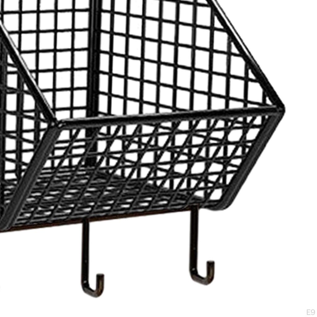 Garlic Ginger Storage Basket for Household Restaurant Farmhouse Black 2 Grids