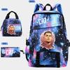 Zaino Scolastico a Tre Pezzi con Stampa di Stella del Calcio Sportiva per Studenti delle Scuole Primarie e Secondarie, Unisex