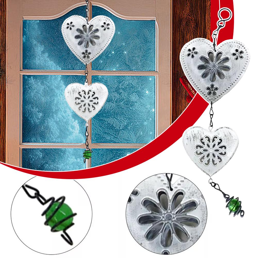 

Hanging Metal Heart Ornament Rustic White Vintage Country Christmas Tree Primitive Chimes Hangi K0O7 Silvery-One size