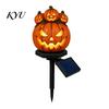Warm Amber Light Solar Halloween Pumpkin Garden Stake Light, Waterproof Resin LED Decorative Lawn Lamps Lantern, Spooky Yard Lighting for Outdoor