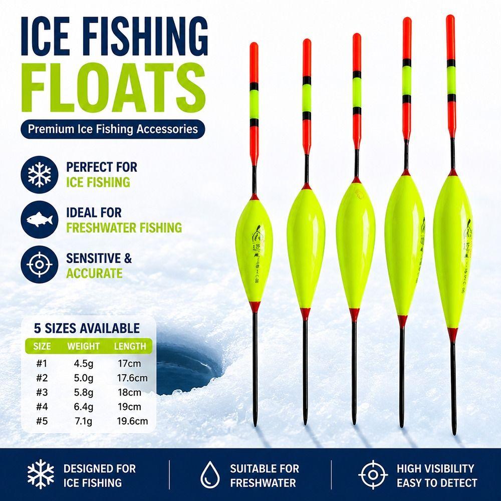 5pcs Freshwater Floaters Fishing Floats Shrimp Grouper Design Ice Fishing Accessory Ice Fishing