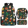 Christmas Backpack, 3D Digital Printed Backpack, Shoulder Bag, Pencil Case, Three-Piece Set