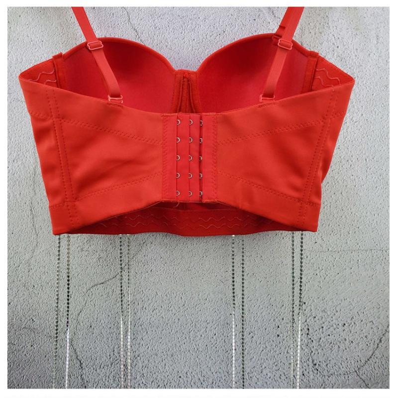 Fashionable Elegant Chain Fringe Small Tank Top Strapless Flowing Cool Individual Style Outerwear Fitted Cup Top Camis & Tank Tops