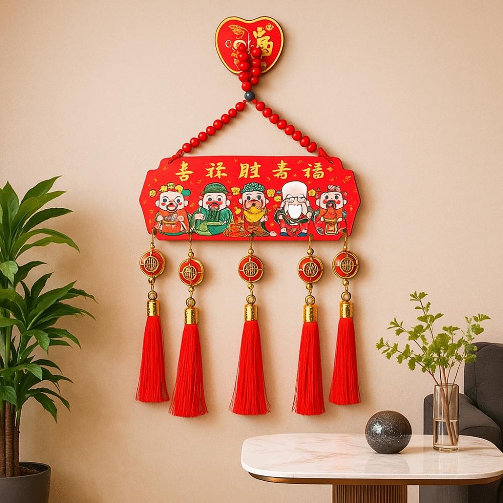 Wooden Material Spring Festival Pendant Chinese Knot Wealth God Decoration  Cultural Display