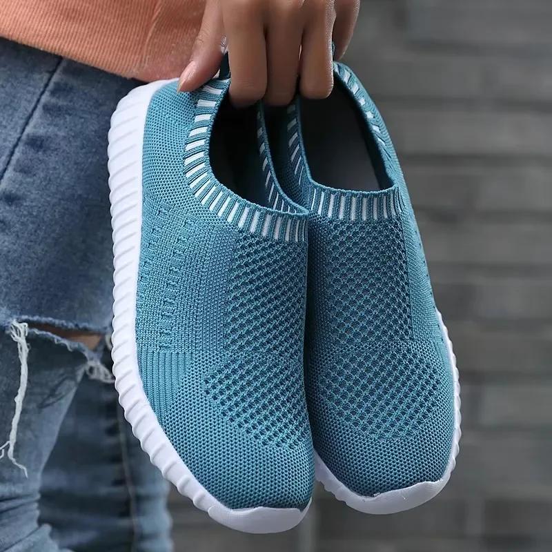 New Women'S Shoes Breathable Lightweight Mesh Fashionable And Versatile Casual Shoes Light Luxury Brand One Foot Lazy Shoes
