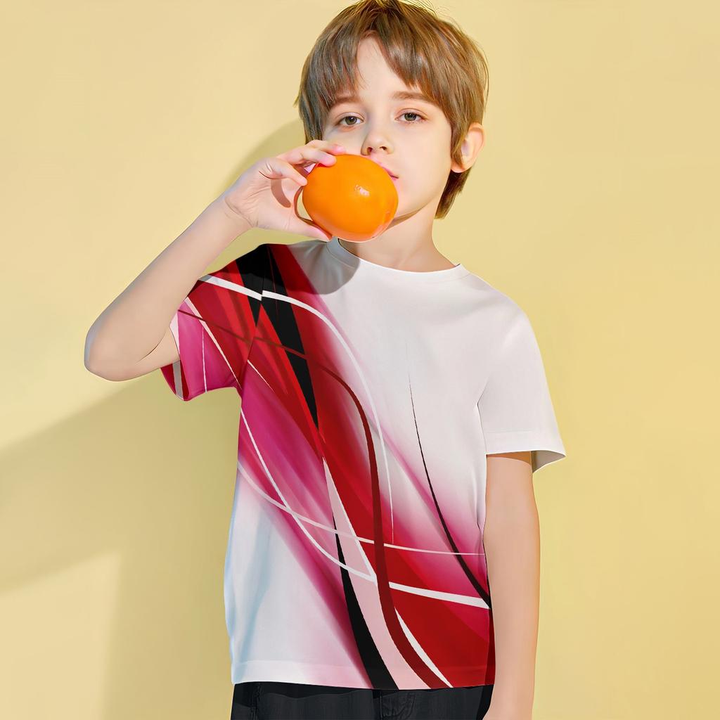2024 Kids Clothes Boys Tshirt Short Sleeve 3D Ripple Pattern Print Children's Summer Clothes Casual Fashion Round Neck Girls Top