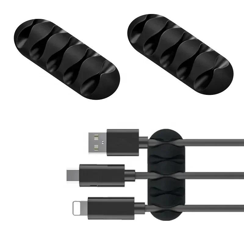 Kabel Kordel Draht Organizer Silikon USB Kabelaufwickler Management Clips Selbstklebend für Maus Tastatur Headset Für iPhone Huawei