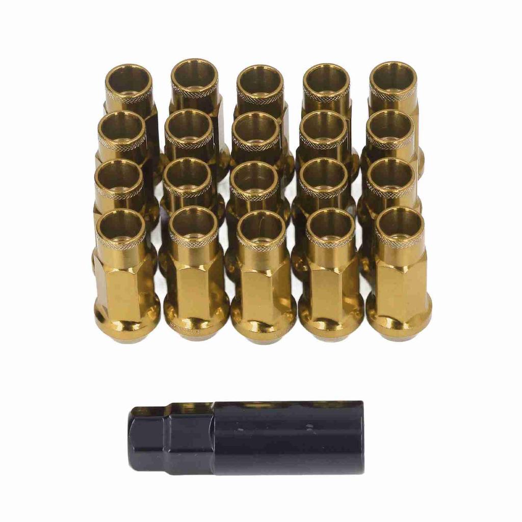20pcs M12x1.25 Metal Wheel Lug Nuts Universal Car Accessories Replacement for Mitsubishi Gold