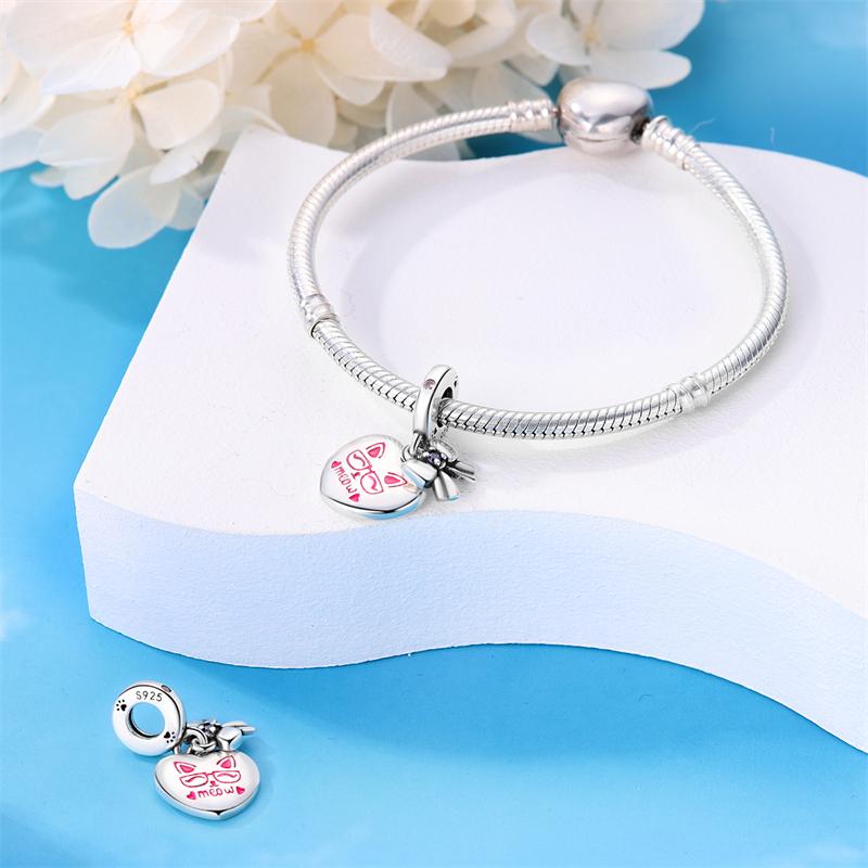 Charms Original Copper Heart Pet Charm Pendant Beads Fit Bracelet Diy Fine Gift Women Delicate Jewelry Accessory