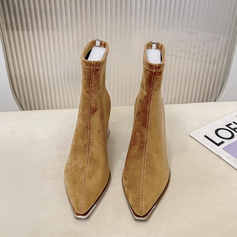 Зимние женские ботильоны на толстом каблуке модные ботильоны с острым носком современные короткие ботильоны в уличном стиле для вечеринок и стриптиза женская обувь 35 4470₽